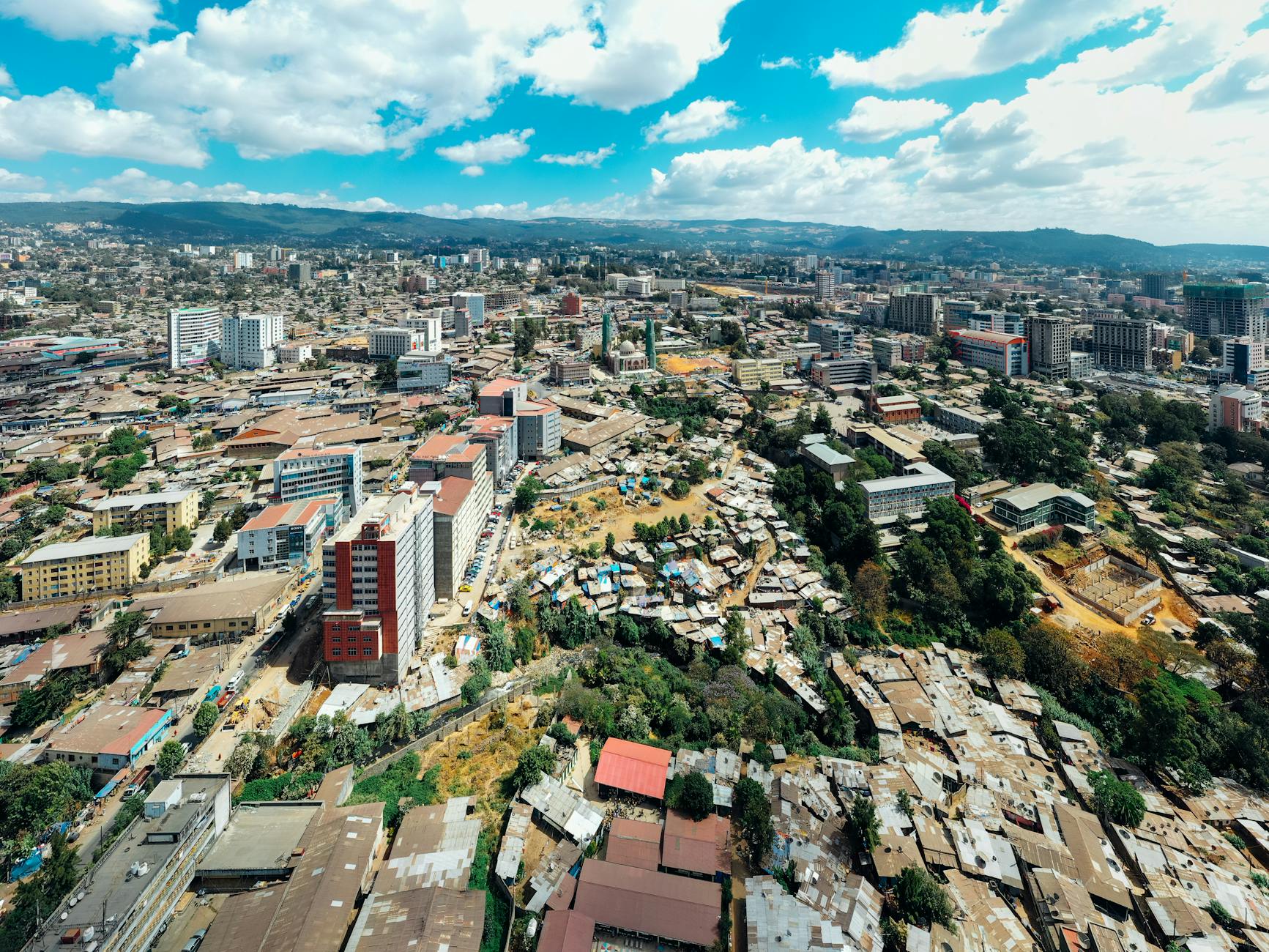 aerial view of city buildings